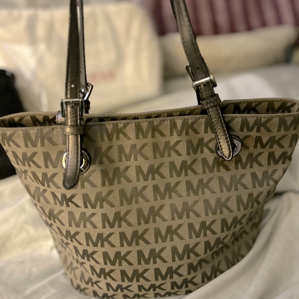Michael Kors Jet Set Monogrammed Medium Tote.